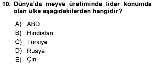 Gıda Coğrafyası 2017-2018 Dönem Sonu Sınavı - 10. soru