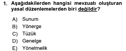 Gıda Mevzuatı ve Kalite Yönetimi 2016-2017 Dönem Sonu Sınavı - 1. soru