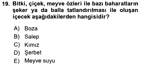 İçecek Bilgisi 2016-2017 3 Ders Sınavı - 19. soru