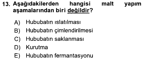 İçecek Bilgisi 2017-2018 3 Ders Sınavı - 13. soru