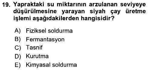 İçecek Bilgisi 2018-2019 Ara Sınav - 19. soru