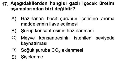 İçecek Bilgisi 2021-2022 Ara Sınav - 17. soru