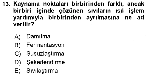 İçecek Bilgisi 2016-2017 Dönem Sonu Sınavı - 13. soru