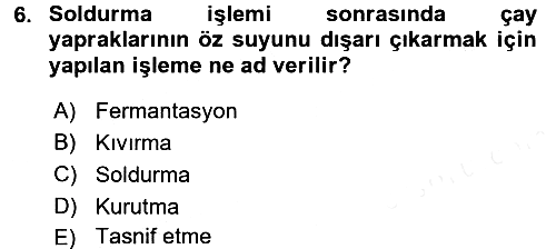 İçecek Bilgisi 2017-2018 Dönem Sonu Sınavı - 6. soru