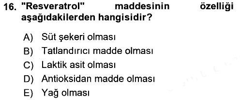 İçecek Bilgisi 2017-2018 Dönem Sonu Sınavı - 16. soru