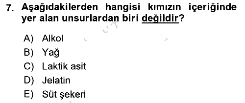 İçecek Bilgisi 2022-2023 Dönem Sonu Sınavı - 7. soru