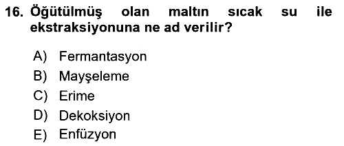 İçecek Bilgisi 2023-2024 Dönem Sonu Sınavı - 16. soru