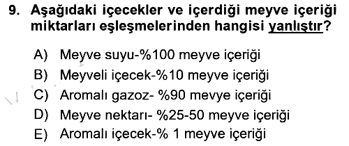 İçecek Bilgisi 2021-2022 Yaz Okulu Sınavı - 9. soru