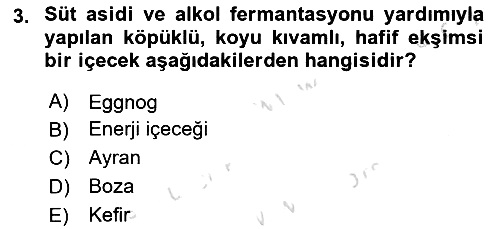 İçecek Bilgisi 2022-2023 Yaz Okulu Sınavı - 3. soru