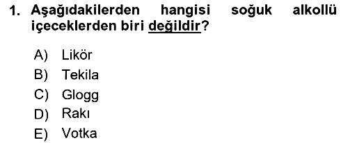İçecek Bilgisi 2023-2024 Yaz Okulu Sınavı - 1. soru