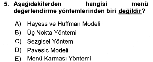 Menü Yönetimi 2016-2017 3 Ders Sınavı - 5. soru