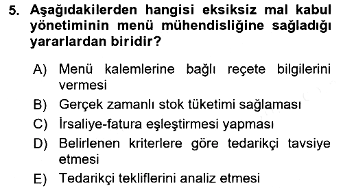 Menü Yönetimi 2015-2016 Dönem Sonu Sınavı - 5. soru