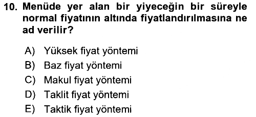 Menü Yönetimi 2016-2017 Dönem Sonu Sınavı - 10. soru