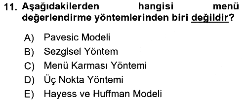 Menü Yönetimi 2016-2017 Dönem Sonu Sınavı - 11. soru