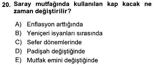 Osmanlı Mutfağı 2017-2018 3 Ders Sınavı - 20. soru