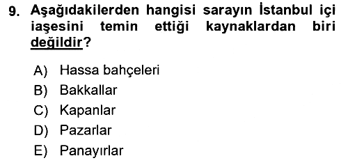 Osmanlı Mutfağı 2018-2019 Ara Sınav - 9. soru