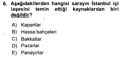 Osmanlı Mutfağı 2021-2022 Ara Sınav - 6. soru