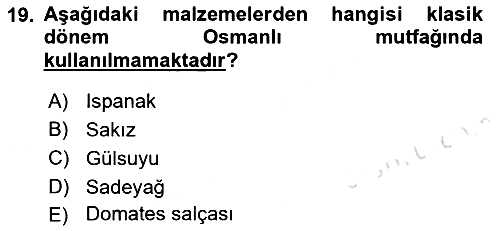 Osmanlı Mutfağı 2021-2022 Ara Sınav - 19. soru