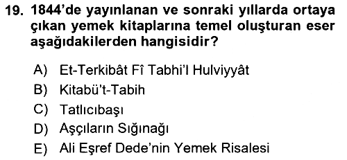 Osmanlı Mutfağı 2023-2024 Ara Sınav - 19. soru
