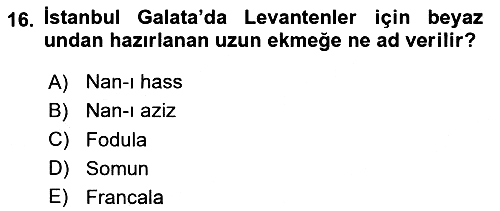Osmanlı Mutfağı 2024-2025 Ara Sınav - 16. soru