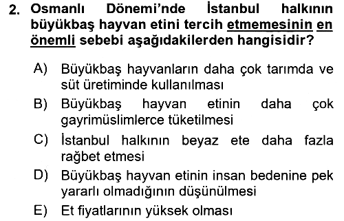 Osmanlı Mutfağı 2016-2017 Dönem Sonu Sınavı - 2. soru