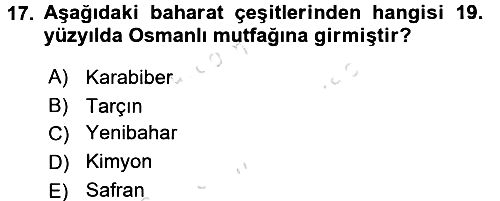 Osmanlı Mutfağı 2016-2017 Dönem Sonu Sınavı - 17. soru