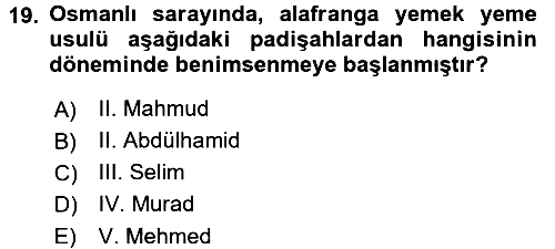 Osmanlı Mutfağı 2017-2018 Dönem Sonu Sınavı - 19. soru