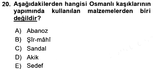 Osmanlı Mutfağı 2017-2018 Dönem Sonu Sınavı - 20. soru