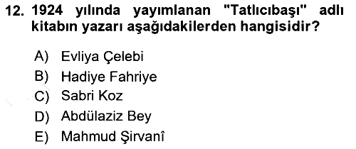 Osmanlı Mutfağı 2018-2019 Dönem Sonu Sınavı - 12. soru