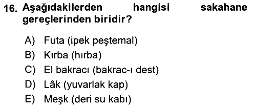 Osmanlı Mutfağı 2021-2022 Dönem Sonu Sınavı - 16. soru