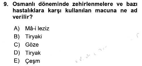 Osmanlı Mutfağı 2023-2024 Dönem Sonu Sınavı - 9. soru
