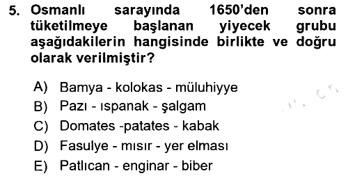 Osmanlı Mutfağı 2024-2025 Dönem Sonu Sınavı - 5. soru