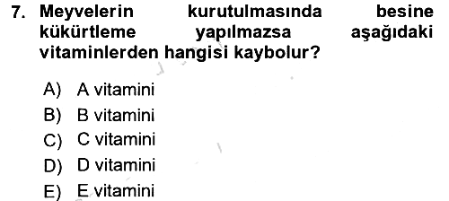 Temel Mutfak Teknikleri 2016-2017 Ara Sınav - 7. soru