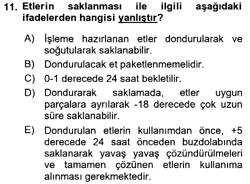 Temel Mutfak Teknikleri 2017-2018 Ara Sınav - 11. soru