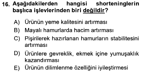Temel Mutfak Teknikleri 2016-2017 Dönem Sonu Sınavı - 16. soru