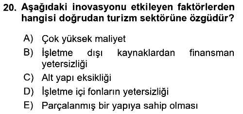 Turizmde Girişimcilik Ve İnovasyon 2021-2022 Ara Sınav - 20. soru