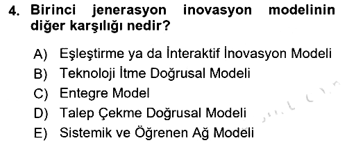 Turizmde Girişimcilik Ve İnovasyon 2021-2022 Dönem Sonu Sınavı - 4. soru