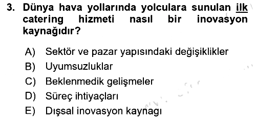 Turizmde Girişimcilik Ve İnovasyon 2020-2021 Yaz Okulu Sınavı - 3. soru