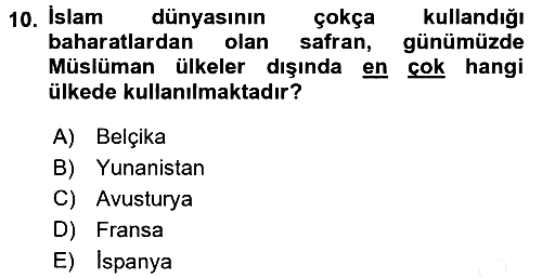 Türk Mutfak Kültürü 2017-2018 3 Ders Sınavı - 10. soru