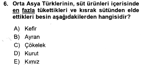 Türk Mutfak Kültürü 2017-2018 Ara Sınav - 6. soru
