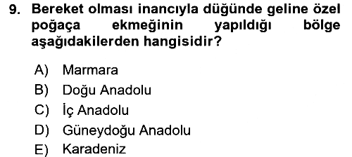 Türk Mutfak Kültürü 2017-2018 Dönem Sonu Sınavı - 9. soru