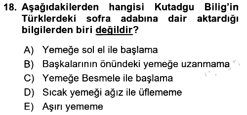 Yemek Sosyolojisi 2025-2026 Ara Sınav - 18. soru