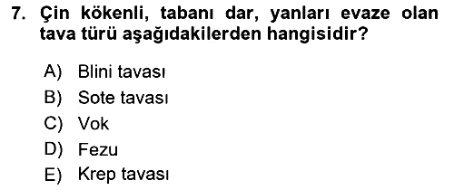 Yiyecek Ve İçecek İşletmeciliği 2023-2024 Ara Sınav - 7. soru