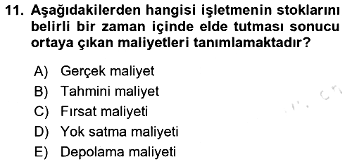 Yiyecek Ve İçecek İşletmeciliği 2024-2025 Dönem Sonu Sınavı - 11. soru