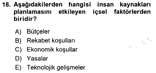 Yiyecek Ve İçecek İşletmeciliği 2024-2025 Dönem Sonu Sınavı - 18. soru