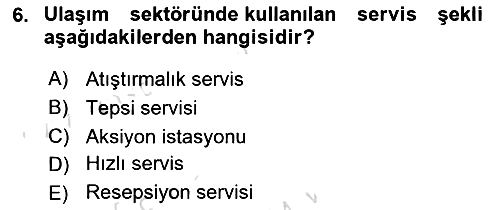 Yiyecek Ve İçecek İşletmeciliği 2022-2023 Yaz Okulu Sınavı - 6. soru