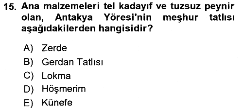 Yöresel Mutfaklar 2017-2018 3 Ders Sınavı - 15. soru