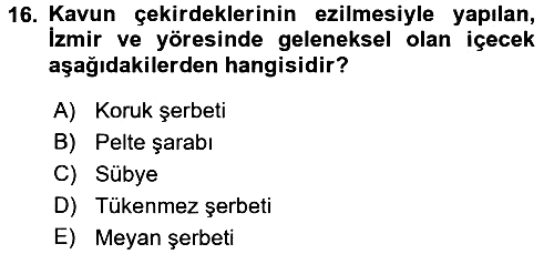 Yöresel Mutfaklar 2017-2018 3 Ders Sınavı - 16. soru