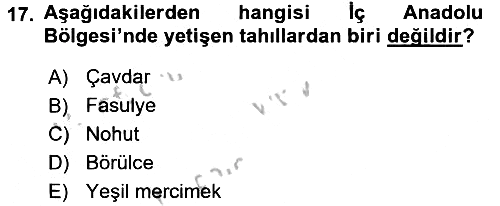 Yöresel Mutfaklar 2016-2017 Ara Sınav - 17. soru