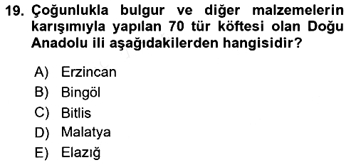 Yöresel Mutfaklar 2018-2019 Ara Sınav - 19. soru